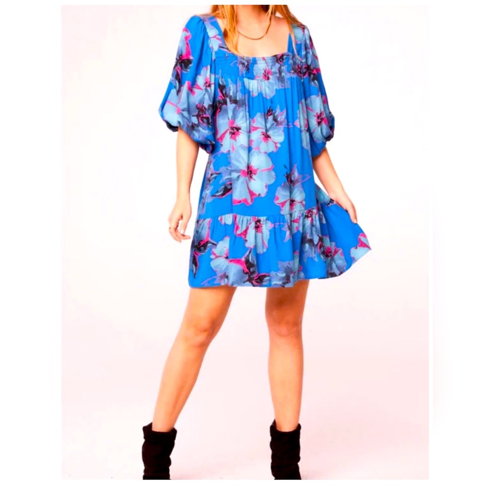 Band of the Free Blue Floral Baby Doll Dress Size XL